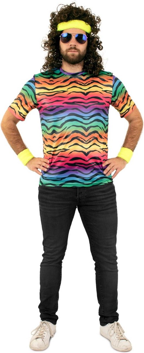 Jaren 80 & 90 Kostuum | Regenboog Trotse Strepen | XXL | Carnaval kostuum | Verkleedkleding